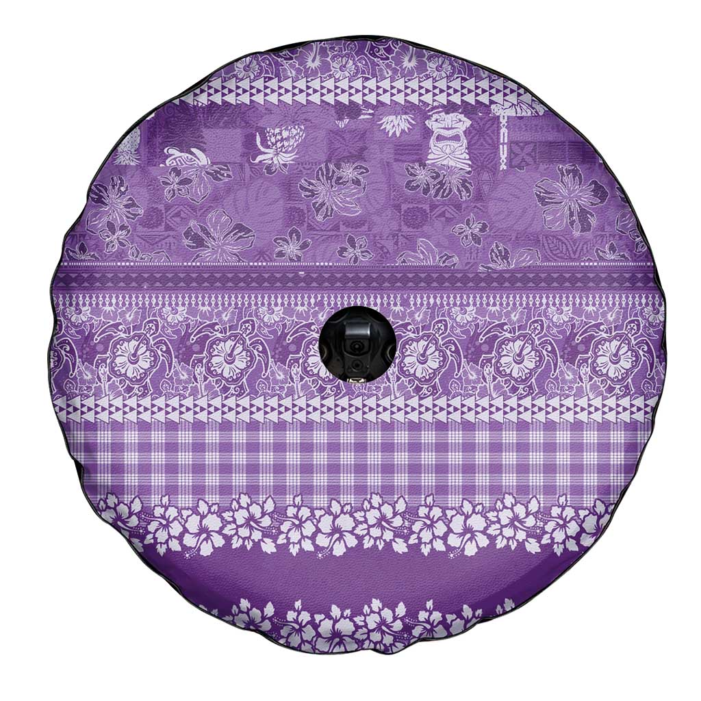 Hawaiian Hibiscus Honu Spare Tire Cover Purple Mele Kalikimaka Palaka Spirit LT9 - Polynesian Pride