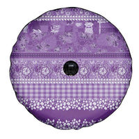 Hawaiian Hibiscus Honu Spare Tire Cover Purple Mele Kalikimaka Palaka Spirit LT9 - Polynesian Pride
