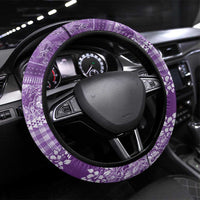 Hawaiian Hibiscus Honu Steering Wheel Cover Purple Mele Kalikimaka Palaka Spirit LT9 Universal Fit Purple - Polynesian Pride
