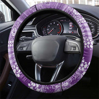 Hawaiian Hibiscus Honu Steering Wheel Cover Purple Mele Kalikimaka Palaka Spirit LT9 - Polynesian Pride
