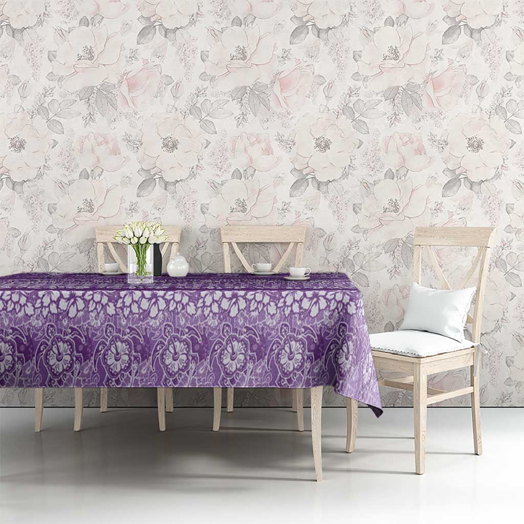 Hawaiian Hibiscus Honu Tablecloth Purple Mele Kalikimaka Palaka Spirit - Polynesian Pride