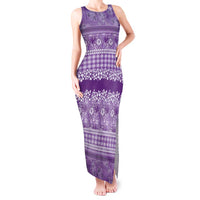 Hawaiian Hibiscus Honu Tank Maxi Dress Purple Mele Kalikimaka Palaka Spirit LT9 Women Purple - Polynesian Pride