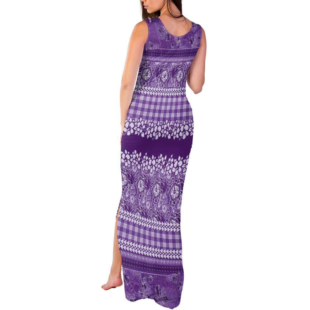 Hawaiian Hibiscus Honu Tank Maxi Dress Purple Mele Kalikimaka Palaka Spirit LT9 - Polynesian Pride