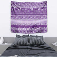 Hawaiian Hibiscus Honu Tapestry Purple Mele Kalikimaka Palaka Spirit - Polynesian Pride