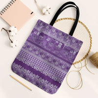 Hawaiian Hibiscus Honu Tote Bag Purple Mele Kalikimaka Palaka Spirit LT9 Black Strap One Size Purple - Polynesian Pride