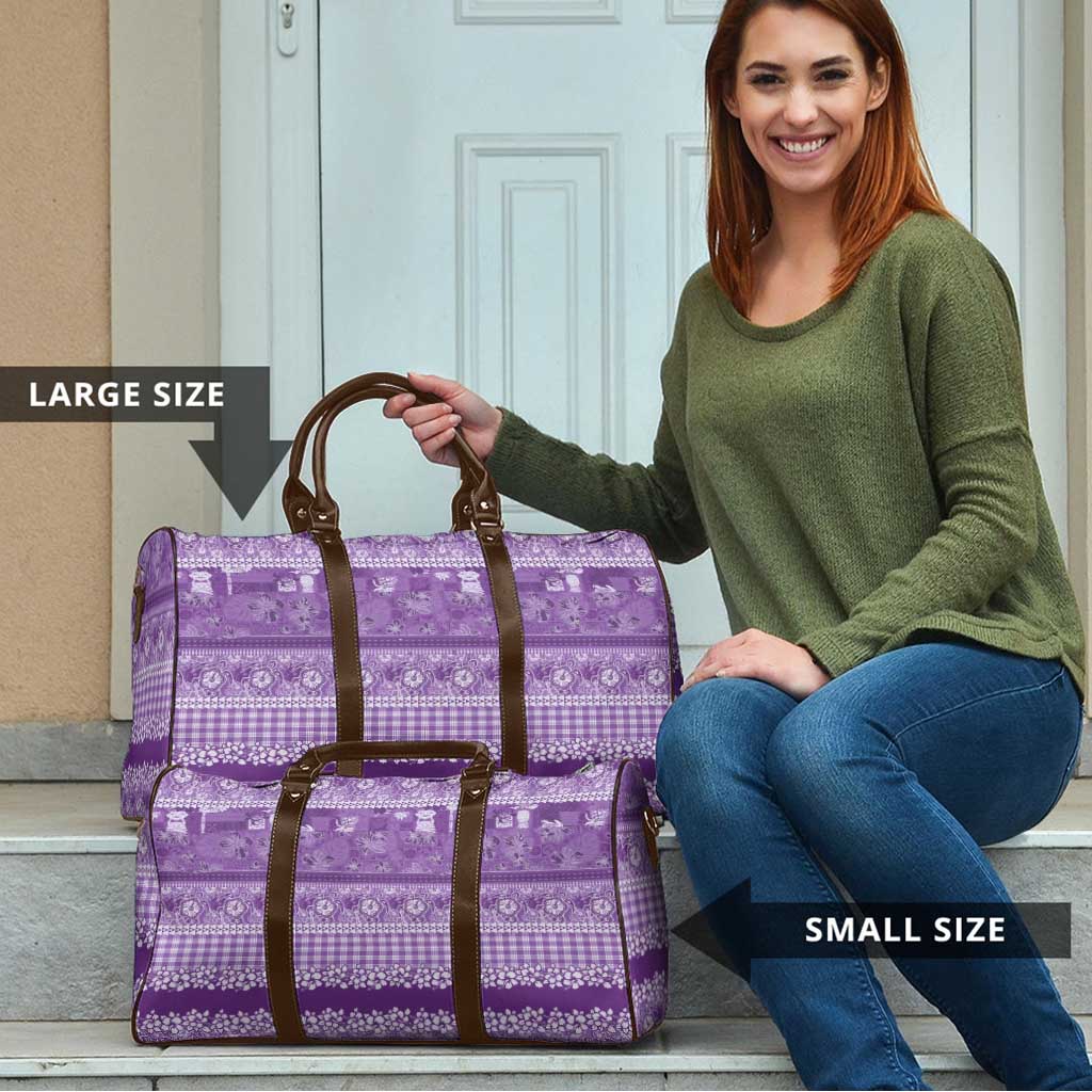 Hawaiian Hibiscus Honu Travel Bag Purple Mele Kalikimaka Palaka Spirit LT9 - Polynesian Pride