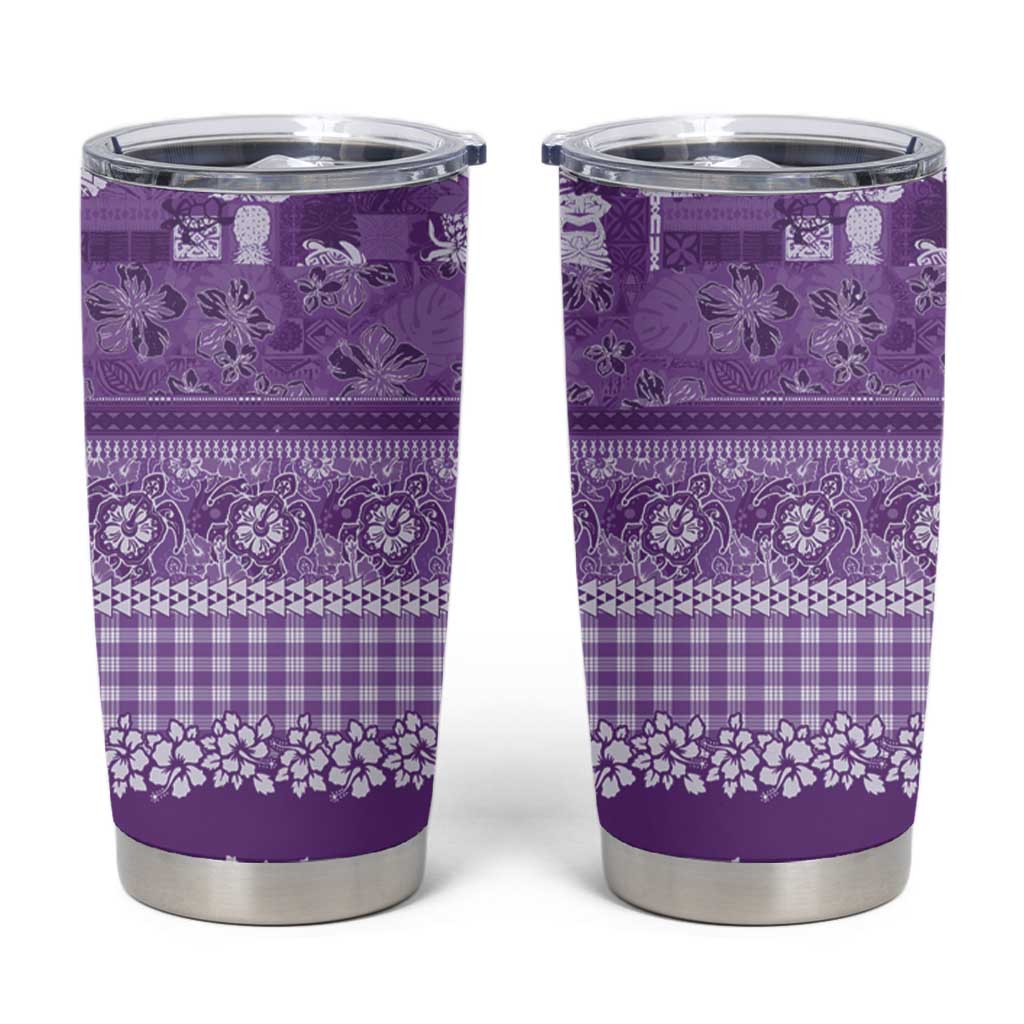 Hawaiian Hibiscus Honu Tumbler Cup Purple Mele Kalikimaka Palaka Spirit LT9 Purple - Polynesian Pride