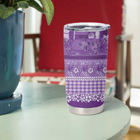Hawaiian Hibiscus Honu Tumbler Cup Purple Mele Kalikimaka Palaka Spirit LT9 - Polynesian Pride