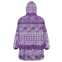 Hawaiian Hibiscus Honu Wearable Blanket Hoodie Purple Mele Kalikimaka Palaka Spirit LT9 - Polynesian Pride