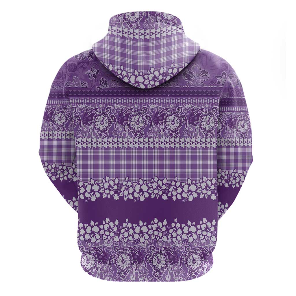Hawaiian Hibiscus Honu Zip Hoodie Purple Mele Kalikimaka Palaka Spirit LT9 - Polynesian Pride