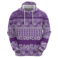 Hawaiian Hibiscus Honu Zip Hoodie Purple Mele Kalikimaka Palaka Spirit LT9 - Polynesian Pride