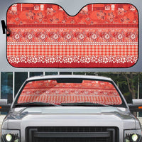 Hawaiian Hibiscus Honu Auto Sun Shade Red Mele Kalikimaka Palaka Spirit LT9 Red - Polynesian Pride