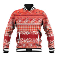 Hawaiian Hibiscus Honu Baseball Jacket Red Mele Kalikimaka Palaka Spirit - Polynesian Pride