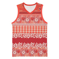 Hawaiian Hibiscus Honu Basketball Jersey Red Mele Kalikimaka Palaka Spirit LT9 Unisex Red - Polynesian Pride