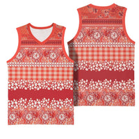 Hawaiian Hibiscus Honu Basketball Jersey Red Mele Kalikimaka Palaka Spirit LT9 - Polynesian Pride