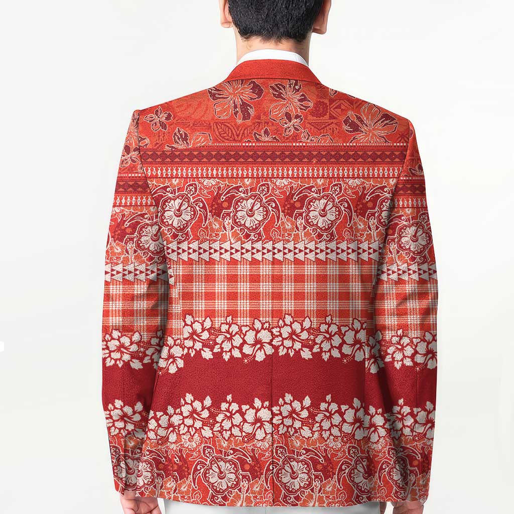 Hawaiian Hibiscus Honu Blazer Red Mele Kalikimaka Palaka Spirit - Polynesian Pride