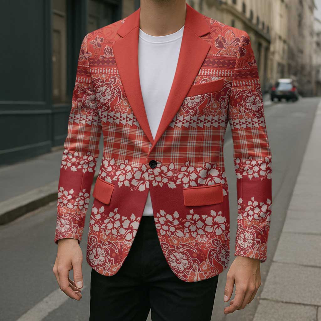 Hawaiian Hibiscus Honu Blazer Red Mele Kalikimaka Palaka Spirit - Polynesian Pride