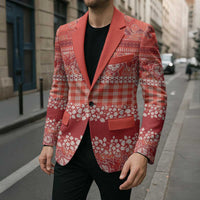 Hawaiian Hibiscus Honu Blazer Red Mele Kalikimaka Palaka Spirit - Polynesian Pride