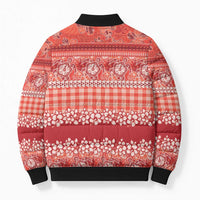 Hawaiian Hibiscus Honu Bomber Puffer Jacket Red Mele Kalikimaka Palaka Spirit - Polynesian Pride