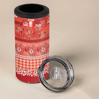 Hawaiian Hibiscus Honu 4 in 1 Can Cooler Tumbler Red Mele Kalikimaka Palaka Spirit LT9 - Polynesian Pride
