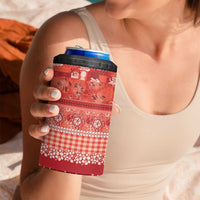Hawaiian Hibiscus Honu 4 in 1 Can Cooler Tumbler Red Mele Kalikimaka Palaka Spirit LT9 - Polynesian Pride
