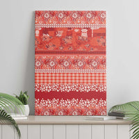 Hawaiian Hibiscus Honu Canvas Wall Art Red Mele Kalikimaka Palaka Spirit LT9 - Polynesian Pride