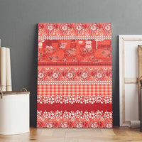 Hawaiian Hibiscus Honu Canvas Wall Art Red Mele Kalikimaka Palaka Spirit LT9 - Polynesian Pride