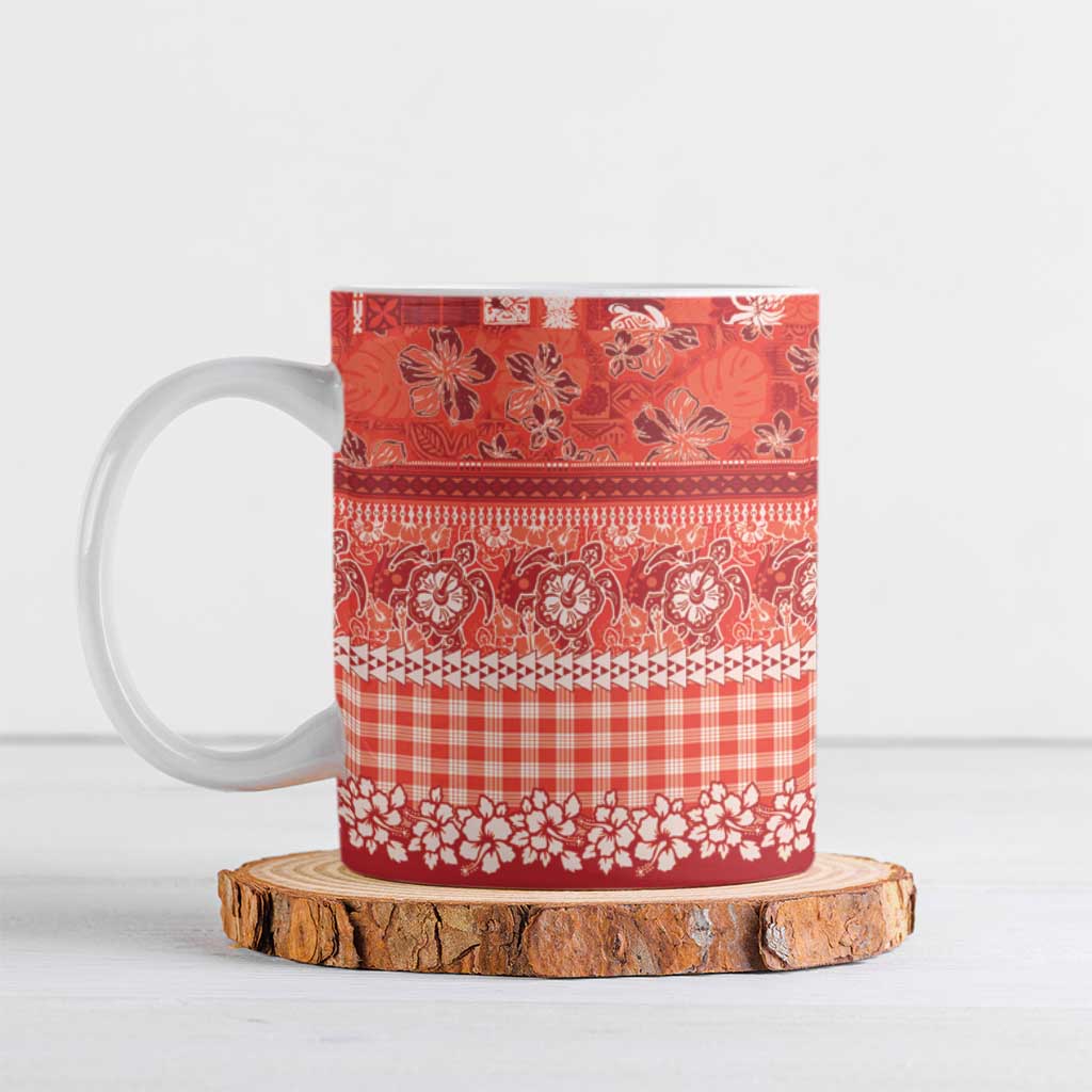 Hawaiian Hibiscus Honu Ceramic Mug Red Mele Kalikimaka Palaka Spirit LT9 Red - Polynesian Pride