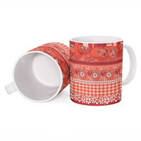 Hawaiian Hibiscus Honu Ceramic Mug Red Mele Kalikimaka Palaka Spirit LT9 - Polynesian Pride