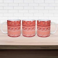 Hawaiian Hibiscus Honu Ceramic Mug Red Mele Kalikimaka Palaka Spirit LT9 - Polynesian Pride