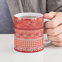 Hawaiian Hibiscus Honu Ceramic Mug Red Mele Kalikimaka Palaka Spirit LT9 - Polynesian Pride