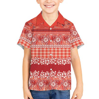 Hawaiian Hibiscus Honu Family Matching Long Sleeve Bodycon Dress and Hawaiian Shirt Red Mele Kalikimaka Palaka Spirit LT9 - Polynesian Pride