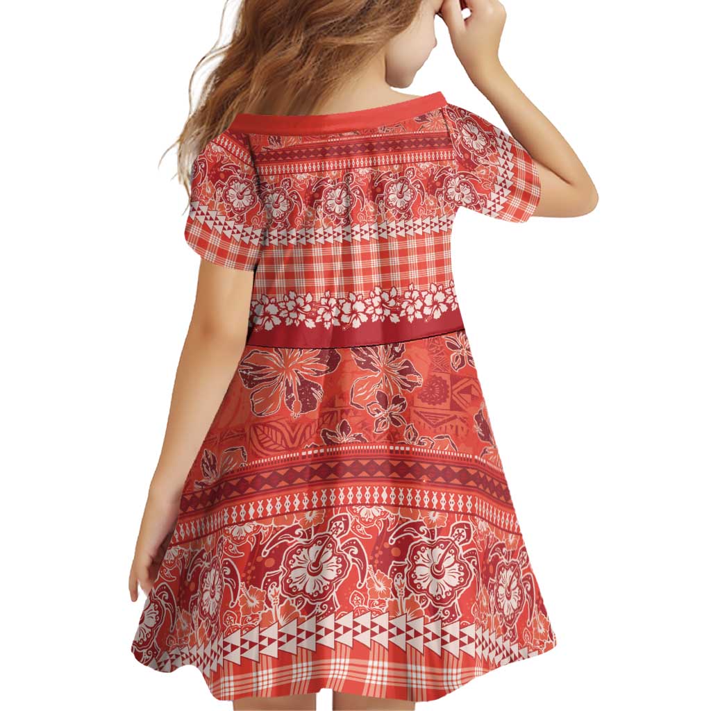 Hawaiian Hibiscus Honu Family Matching Off Shoulder Maxi Dress and Hawaiian Shirt Red Mele Kalikimaka Palaka Spirit LT9 - Polynesian Pride