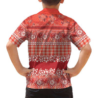 Hawaiian Hibiscus Honu Family Matching Off Shoulder Short Dress and Hawaiian Shirt Red Mele Kalikimaka Palaka Spirit LT9 - Polynesian Pride