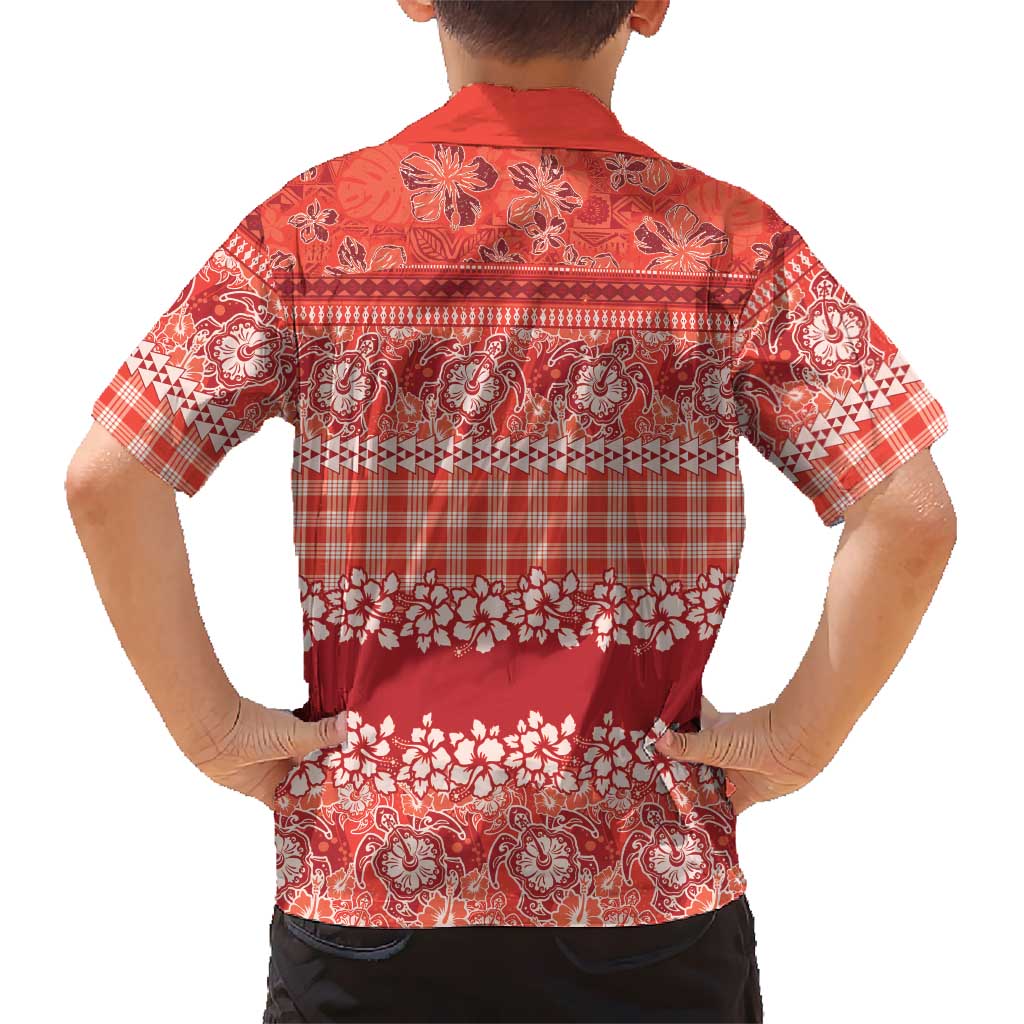 Hawaiian Hibiscus Honu Family Matching Summer Maxi Dress and Hawaiian Shirt Red Mele Kalikimaka Palaka Spirit LT9 - Polynesian Pride