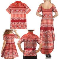 Hawaiian Hibiscus Honu Family Matching Summer Maxi Dress and Hawaiian Shirt Red Mele Kalikimaka Palaka Spirit LT9 - Polynesian Pride