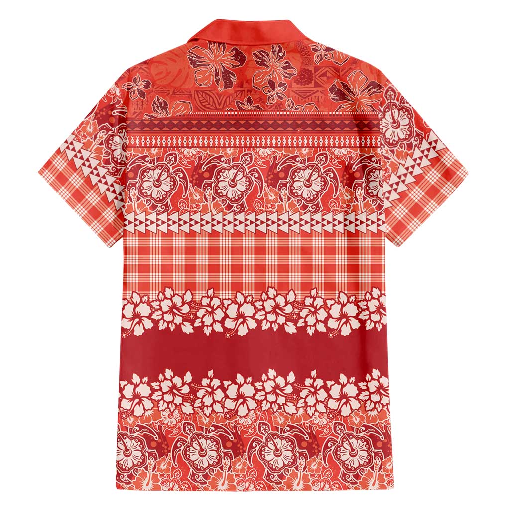 Hawaiian Hibiscus Honu Family Matching Summer Maxi Dress and Hawaiian Shirt Red Mele Kalikimaka Palaka Spirit LT9 - Polynesian Pride