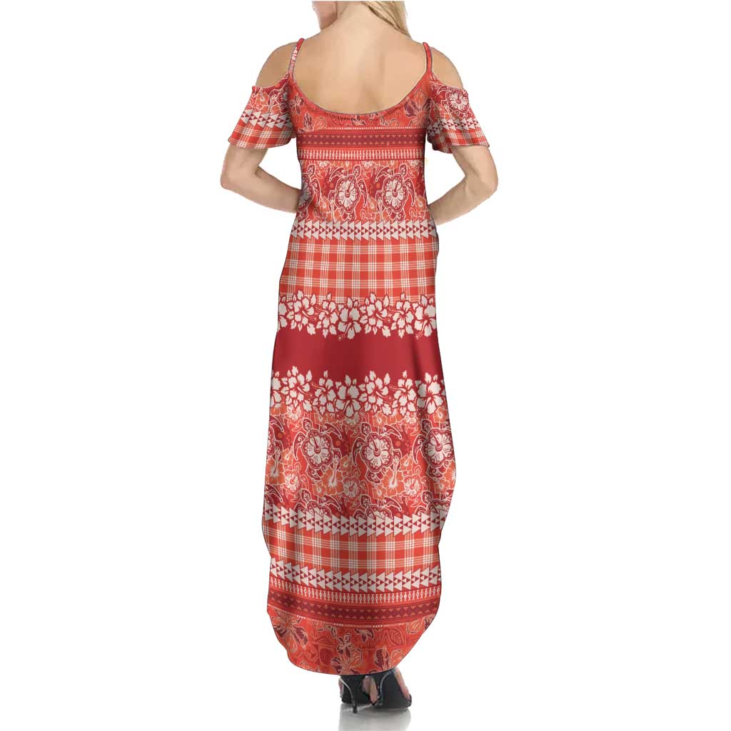 Hawaiian Hibiscus Honu Family Matching Summer Maxi Dress and Hawaiian Shirt Red Mele Kalikimaka Palaka Spirit LT9 - Polynesian Pride