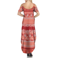 Hawaiian Hibiscus Honu Family Matching Summer Maxi Dress and Hawaiian Shirt Red Mele Kalikimaka Palaka Spirit LT9 - Polynesian Pride