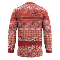 Hawaiian Hibiscus Honu Hockey Jersey Red Mele Kalikimaka Palaka Spirit - Polynesian Pride