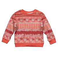 Hawaiian Hibiscus Honu Kid Ugly Christmas Sweater Red Mele Kalikimaka Palaka Spirit LT9 Kid Red - Polynesian Pride