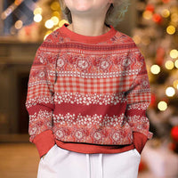 Hawaiian Hibiscus Honu Kid Ugly Christmas Sweater Red Mele Kalikimaka Palaka Spirit LT9 - Polynesian Pride