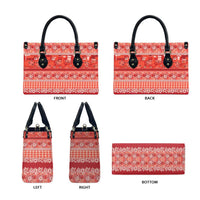 Hawaiian Hibiscus Honu Leather Bag Red Mele Kalikimaka Palaka Spirit - Polynesian Pride