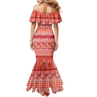 Hawaiian Hibiscus Honu Mermaid Dress Red Mele Kalikimaka Palaka Spirit LT9 - Polynesian Pride