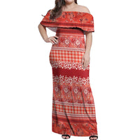 Hawaiian Hibiscus Honu Off Shoulder Maxi Dress Red Mele Kalikimaka Palaka Spirit LT9 Women Red - Polynesian Pride
