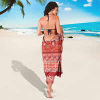Hawaiian Hibiscus Honu Sarong Red Mele Kalikimaka Palaka Spirit - Polynesian Pride
