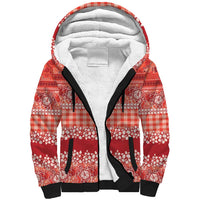 Hawaiian Hibiscus Honu Sherpa Hoodie Red Mele Kalikimaka Palaka Spirit LT9 Unisex Red - Polynesian Pride