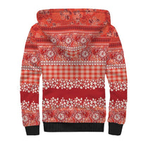 Hawaiian Hibiscus Honu Sherpa Hoodie Red Mele Kalikimaka Palaka Spirit LT9 - Polynesian Pride