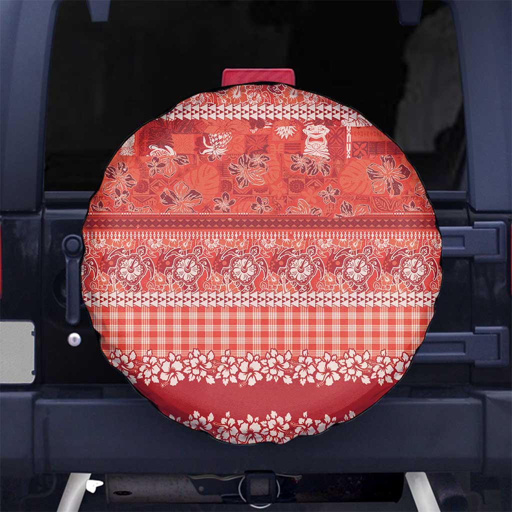 Hawaiian Hibiscus Honu Spare Tire Cover Red Mele Kalikimaka Palaka Spirit LT9 No hole Red - Polynesian Pride