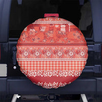 Hawaiian Hibiscus Honu Spare Tire Cover Red Mele Kalikimaka Palaka Spirit LT9 No hole Red - Polynesian Pride